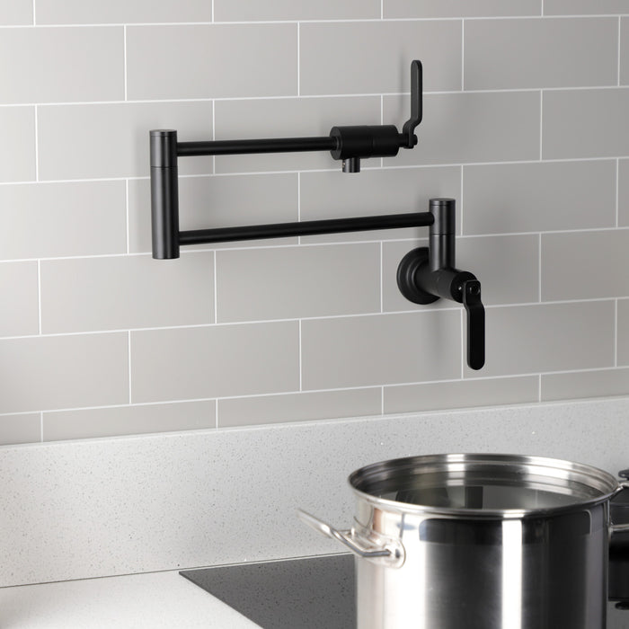 Whitaker KS4100KL Two-Handle Wall Mount Pot Filler, Matte Black