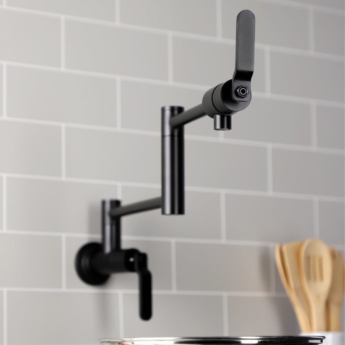 Whitaker KS4100KL Two-Handle Wall Mount Pot Filler, Matte Black