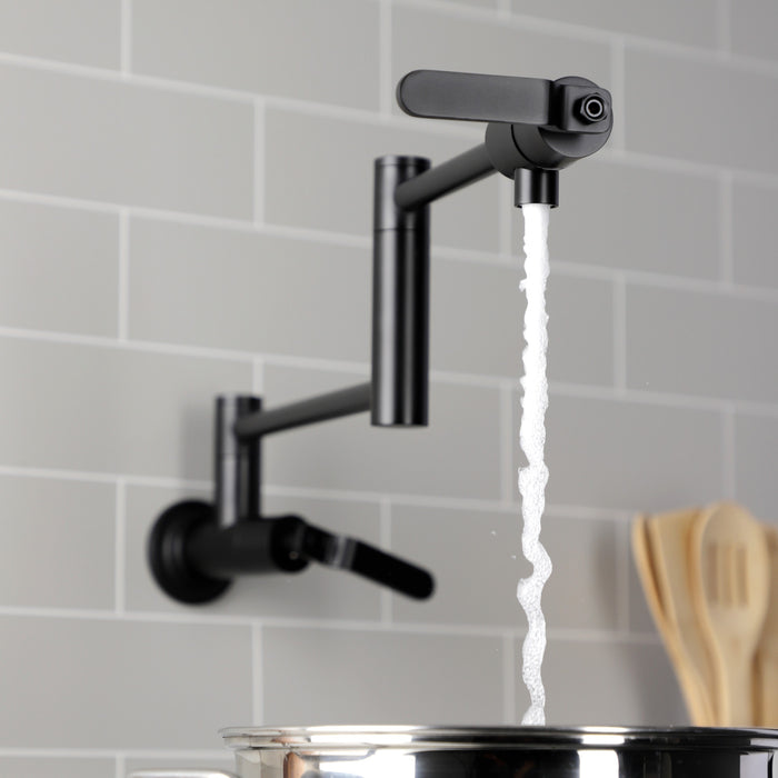 Whitaker KS4100KL Two-Handle Wall Mount Pot Filler, Matte Black