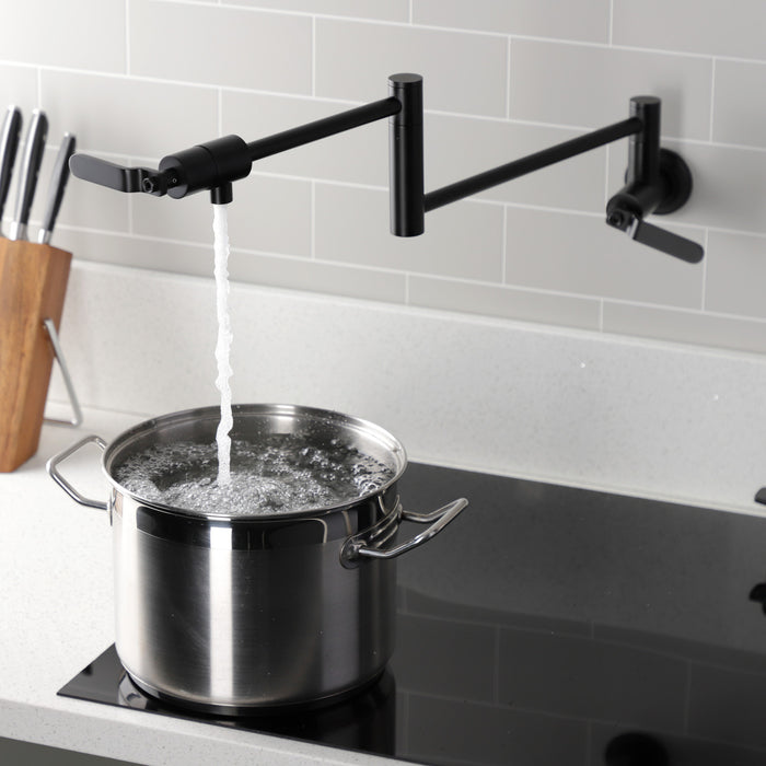 Whitaker KS4100KL Two-Handle Wall Mount Pot Filler, Matte Black