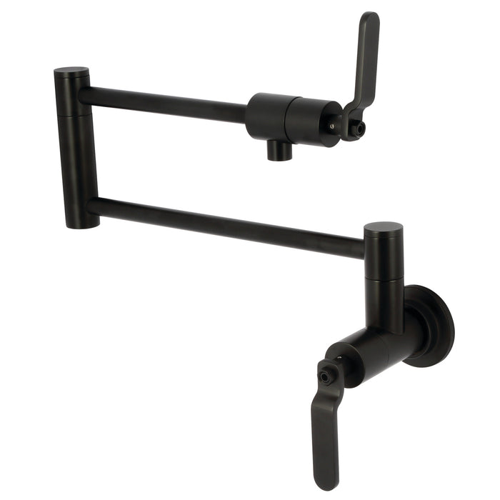 Whitaker KS4100KL Two-Handle Wall Mount Pot Filler, Matte Black