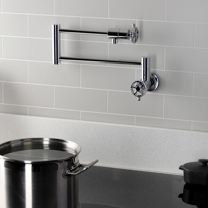 Fuller KS4101CG Two-Handle Wall Mount Pot Filler, Polished Chrome