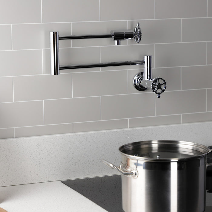 Fuller KS4101CG Two-Handle Wall Mount Pot Filler, Polished Chrome