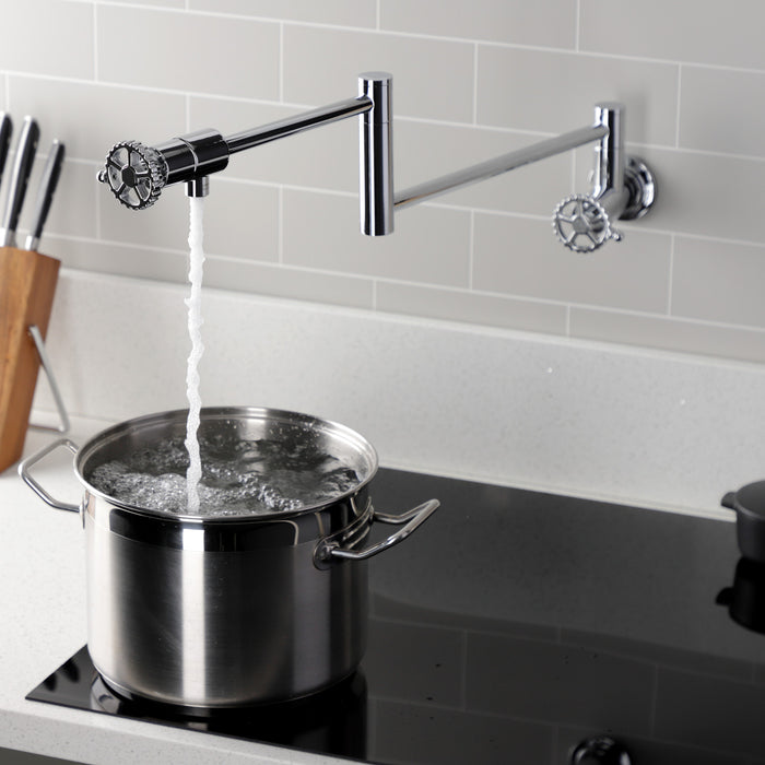 Fuller KS4101CG Two-Handle Wall Mount Pot Filler, Polished Chrome