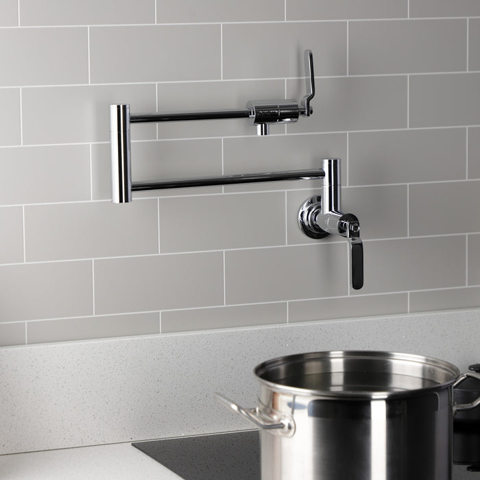 Whitaker KS4101KL Two-Handle Wall Mount Pot Filler, Polished Chrome