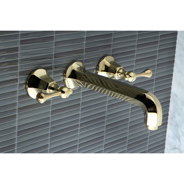 Metropolitan KS4122BL Double-Handle 3-Hole Wall Mount Bathroom Faucet, Polished Brass