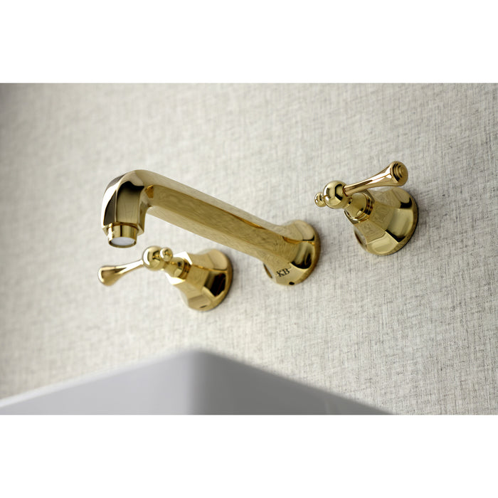 Metropolitan KS4122BL Double-Handle 3-Hole Wall Mount Bathroom Faucet, Polished Brass