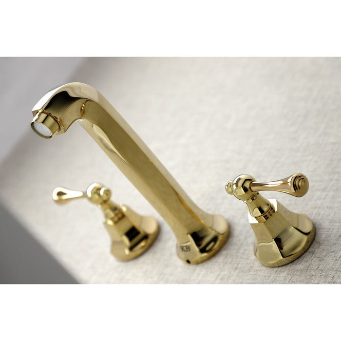 Metropolitan KS4122BL Double-Handle 3-Hole Wall Mount Bathroom Faucet, Polished Brass