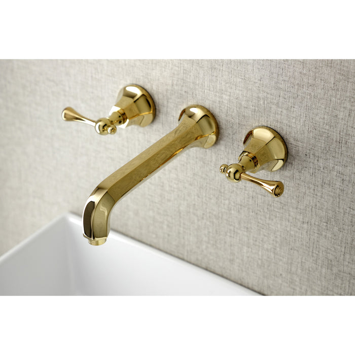 Metropolitan KS4122BL Double-Handle 3-Hole Wall Mount Bathroom Faucet, Polished Brass