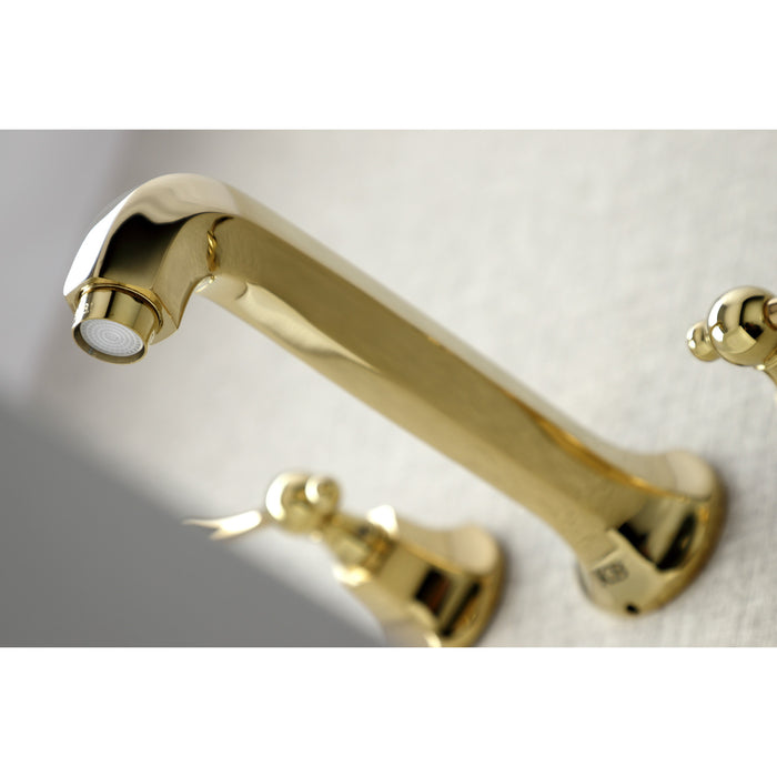 Metropolitan KS4122BL Double-Handle 3-Hole Wall Mount Bathroom Faucet, Polished Brass