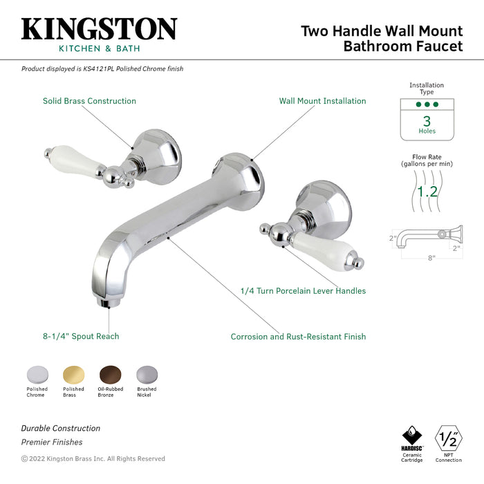 Metropolitan KS4125PL Double-Handle 3-Hole Wall Mount Bathroom Faucet, Oil Rubbed Bronze