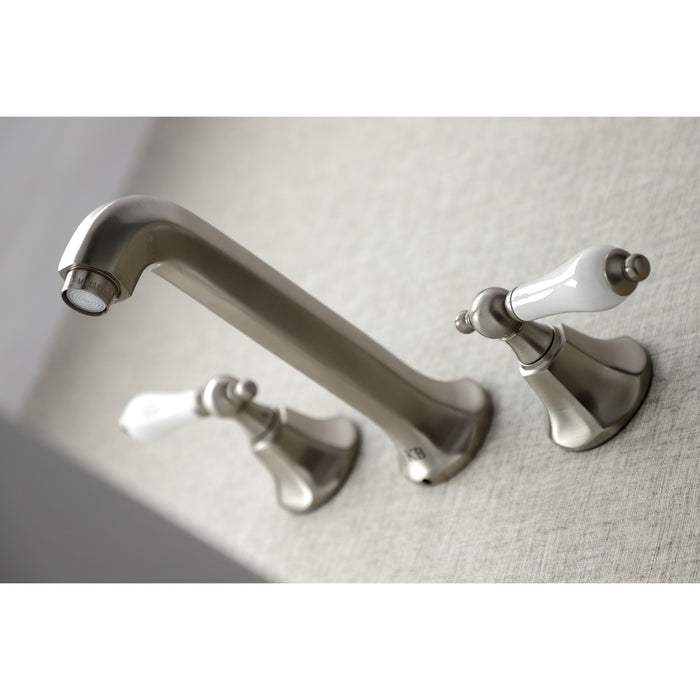 Metropolitan KS4128PL Double-Handle 3-Hole Wall Mount Bathroom Faucet, Brushed Nickel