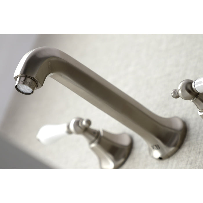 Metropolitan KS4128PL Double-Handle 3-Hole Wall Mount Bathroom Faucet, Brushed Nickel