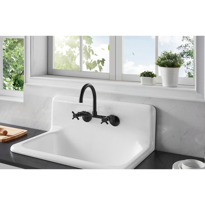 Concord KS414MB Two-Handle 2-Hole Wall Mount Kitchen Faucet, Matte Black