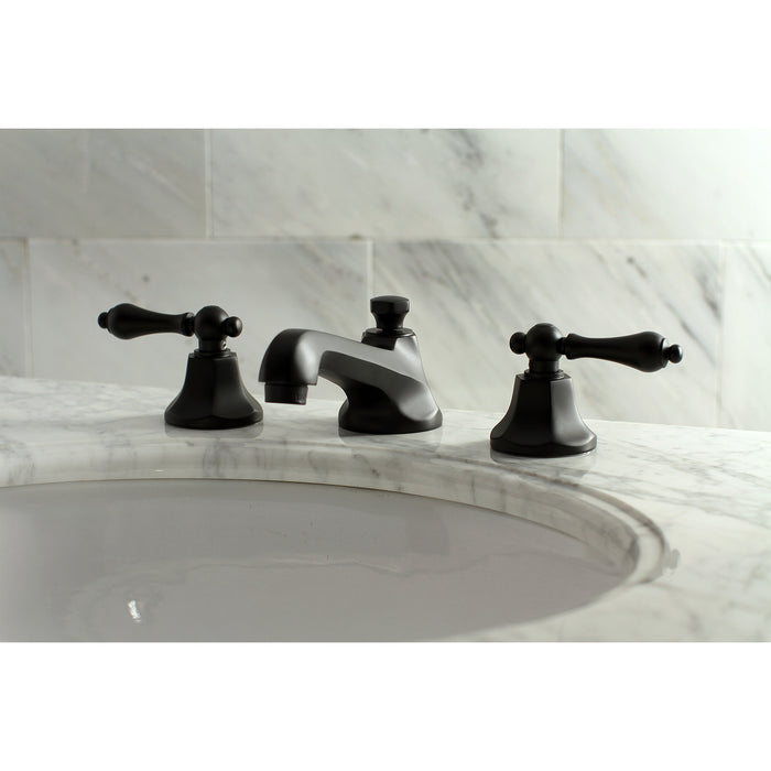 Metropolitan KS4460AL Two-Handle 3-Hole Deck Mount Widespread Bathroom Faucet with Brass Pop-Up Drain, Matte Black