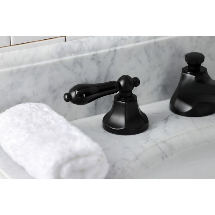 Duchess KS4460PKL Two-Handle 3-Hole Deck Mount Widespread Bathroom Faucet with Brass Pop-Up Drain, Matte Black