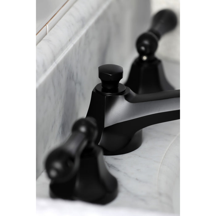 Duchess KS4460PKL Two-Handle 3-Hole Deck Mount Widespread Bathroom Faucet with Brass Pop-Up Drain, Matte Black