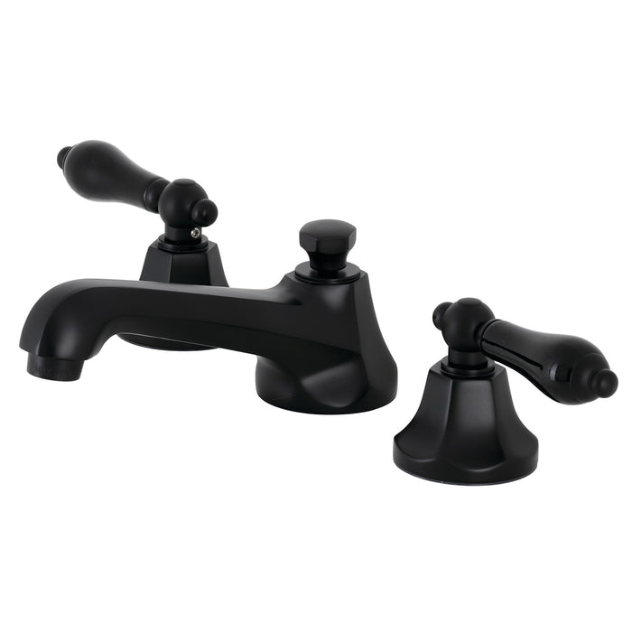 Duchess KS4460PKL Two-Handle 3-Hole Deck Mount Widespread Bathroom Faucet with Brass Pop-Up Drain, Matte Black