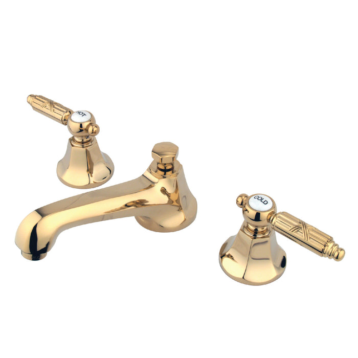 Georgian KS4462GL Two-Handle 3-Hole Deck Mount Widespread Bathroom Faucet with Brass Pop-Up Drain, Polished Brass