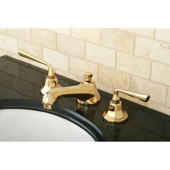 Silver Sage KS4462ZL Two-Handle 3-Hole Deck Mount Widespread Bathroom Faucet with Brass Pop-Up Drain, Polished Brass