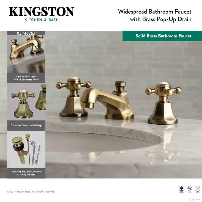 Metropolitan KS4463BX Two-Handle 3-Hole Deck Mount Widespread Bathroom Faucet with Brass Pop-Up Drain, Antique Brass