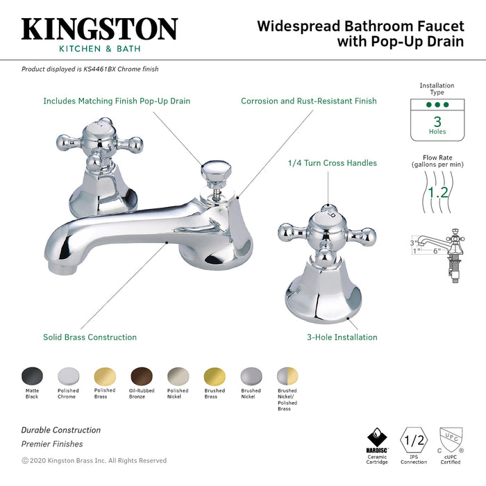 Metropolitan KS4463BX Two-Handle 3-Hole Deck Mount Widespread Bathroom Faucet with Brass Pop-Up Drain, Antique Brass