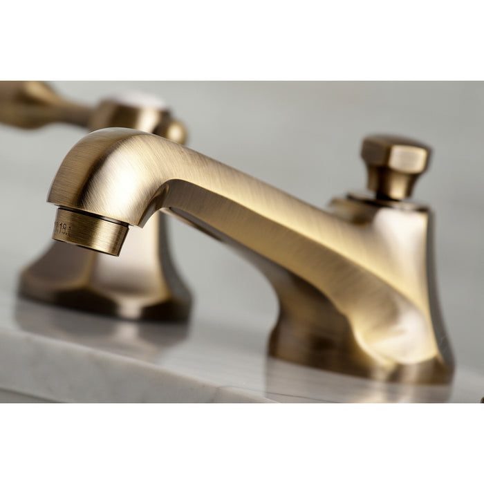 Tudor KS4463TAL Two-Handle 3-Hole Deck Mount Widespread Bathroom Faucet with Brass Pop-Up Drain, Antique Brass