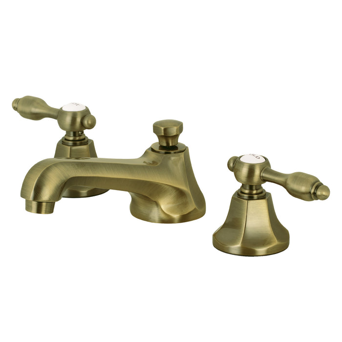 Tudor KS4463TAL Two-Handle 3-Hole Deck Mount Widespread Bathroom Faucet with Brass Pop-Up Drain, Antique Brass