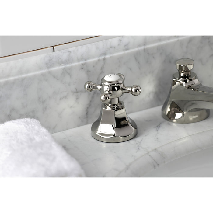 Metropolitan KS4466BX Two-Handle 3-Hole Deck Mount Widespread Bathroom Faucet with Brass Pop-Up Drain, Polished Nickel