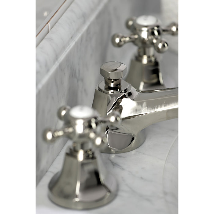 Metropolitan KS4466BX Two-Handle 3-Hole Deck Mount Widespread Bathroom Faucet with Brass Pop-Up Drain, Polished Nickel