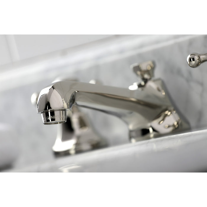 Metropolitan KS4466BX Two-Handle 3-Hole Deck Mount Widespread Bathroom Faucet with Brass Pop-Up Drain, Polished Nickel