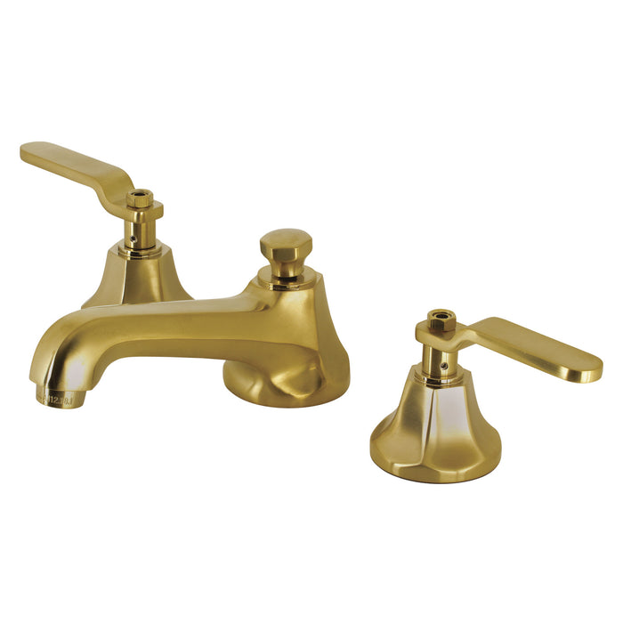 Whitaker KS4467KL Two-Handle 3-Hole Deck Mount Widespread Bathroom Faucet with Brass Pop-Up Drain, Brushed Brass