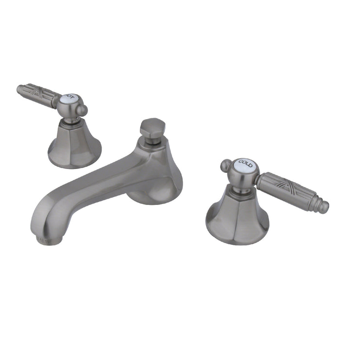 Georgian KS4468GL Two-Handle 3-Hole Deck Mount Widespread Bathroom Faucet with Brass Pop-Up Drain, Brushed Nickel