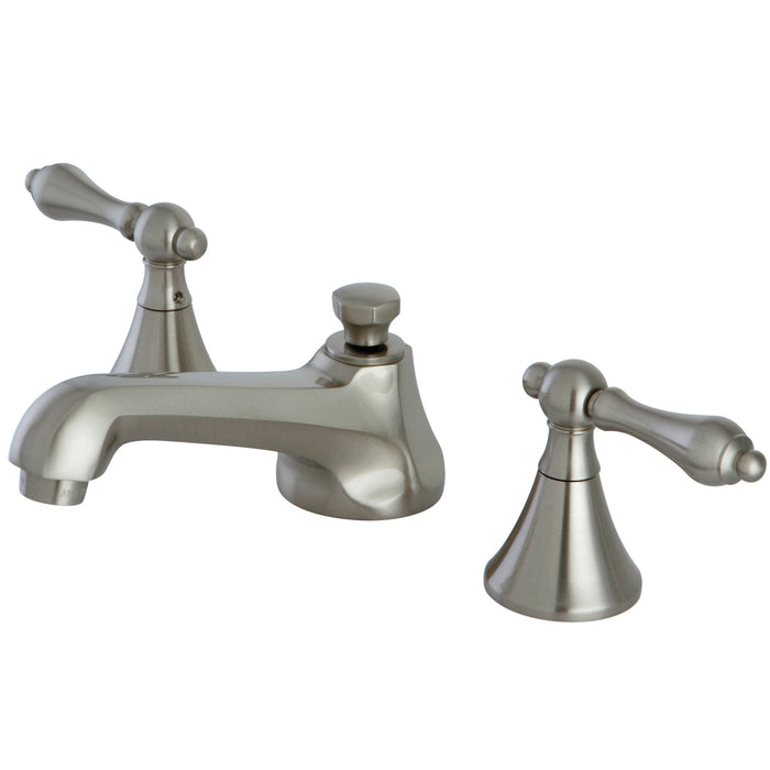 KS4478AL Two-Handle 3-Hole Deck Mount Widespread Bathroom Faucet with Brass Pop-Up Drain, Brushed Nickel