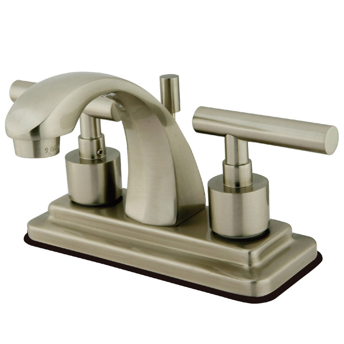 Manhattan KS4648CML Double-Handle 3-Hole Deck Mount 4-Inch Centerset Bathroom Faucet with Brass Pop-Up, Brushed Nickel