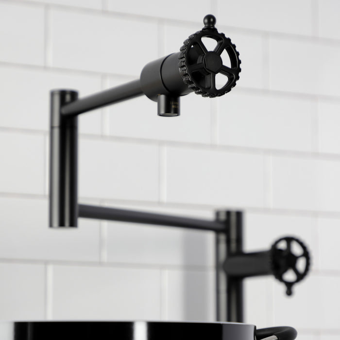 Fuller KS4700CG Two-Handle Deck Mount Pot Filler, Matte Black