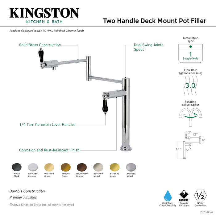 Duchess KS4701PKL Single-Hole Deck Mount Pot Filler, Polished Chrome