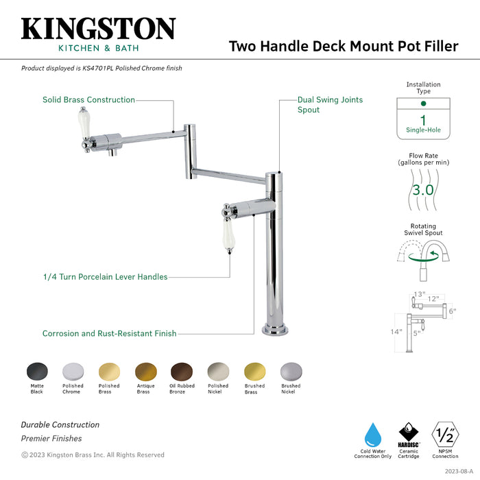 Metropolitan KS4701PL Single-Hole Deck Mount Pot Filler, Polished Chrome