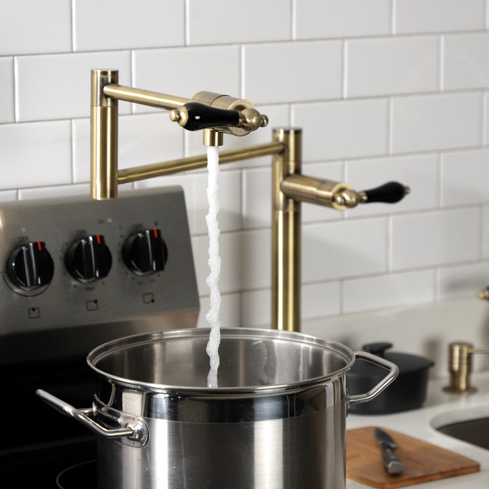 Duchess KS4703PKL Single-Hole Deck Mount Pot Filler, Antique Brass