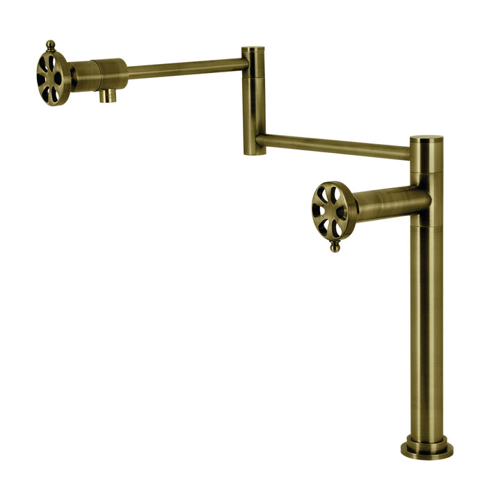 Belknap KS4703RX Two-Handle Deck Mount Pot Filler, Antique Brass