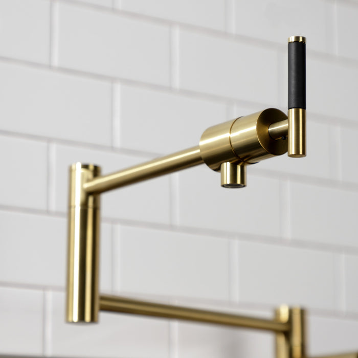 Kaiser KS4707CKL Single-Hole Deck Mount Pot Filler, Brushed Brass