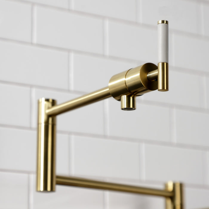 Kaiser KS4707CKL Single-Hole Deck Mount Pot Filler, Brushed Brass