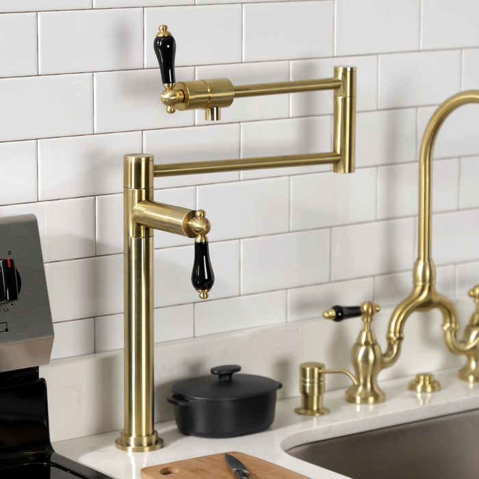 Duchess KS4707PKL Single-Hole Deck Mount Pot Filler, Brushed Brass