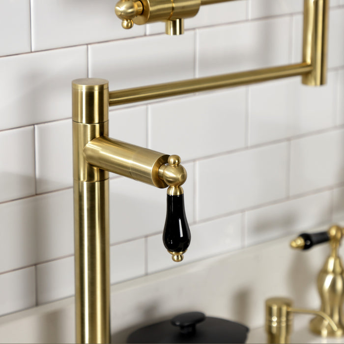 Duchess KS4707PKL Single-Hole Deck Mount Pot Filler, Brushed Brass