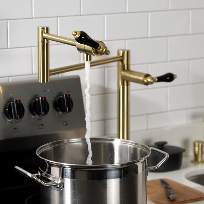 Duchess KS4707PKL Single-Hole Deck Mount Pot Filler, Brushed Brass