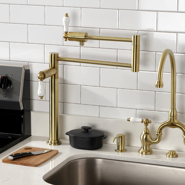 Metropolitan KS4707PL Single-Hole Deck Mount Pot Filler, Brushed Brass