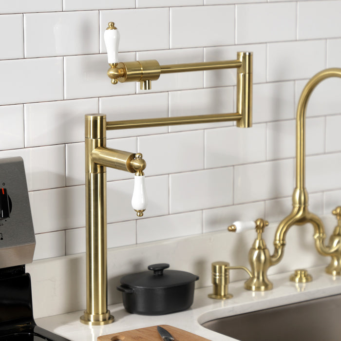 Metropolitan KS4707PL Single-Hole Deck Mount Pot Filler, Brushed Brass