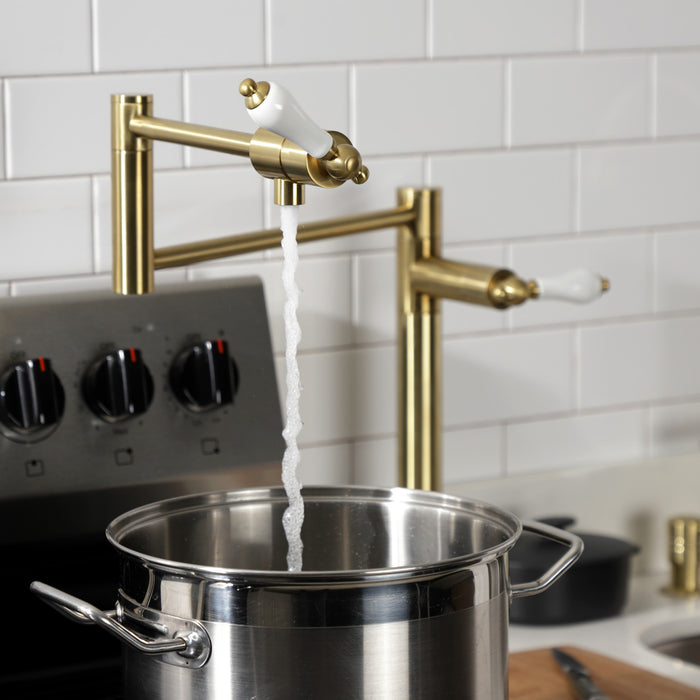 Metropolitan KS4707PL Single-Hole Deck Mount Pot Filler, Brushed Brass