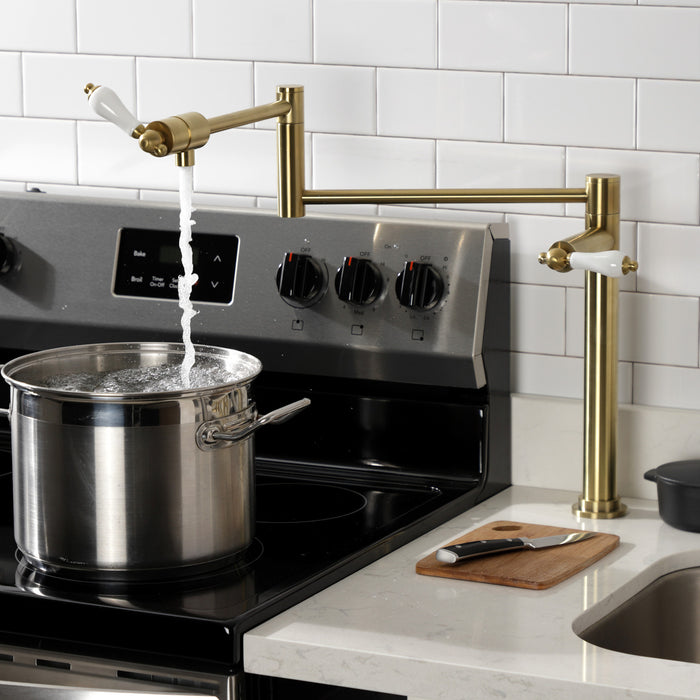 Metropolitan KS4707PL Single-Hole Deck Mount Pot Filler, Brushed Brass