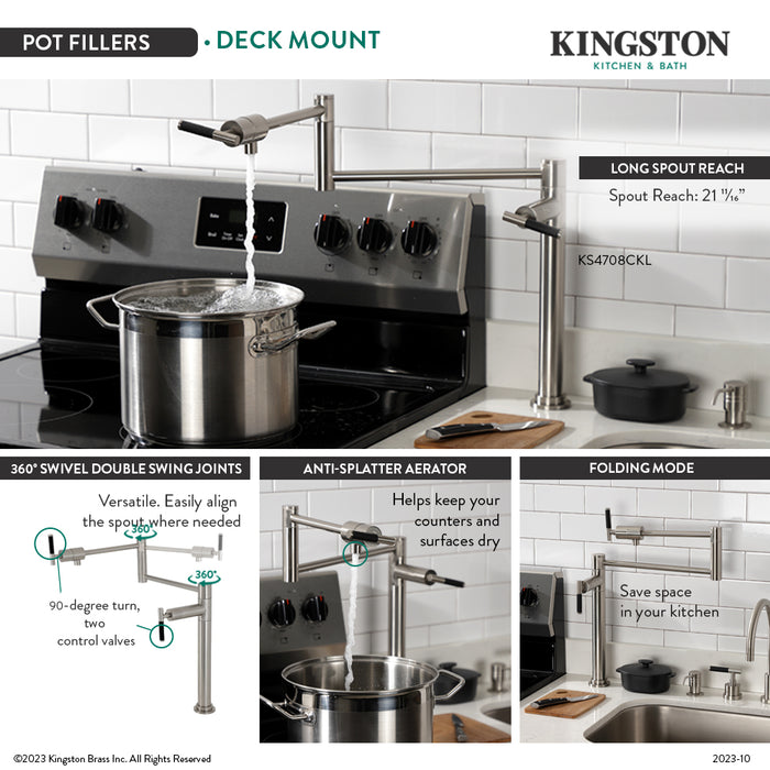 Kaiser KS4708CKL Single-Hole Deck Mount Pot Filler, Brushed Nickel